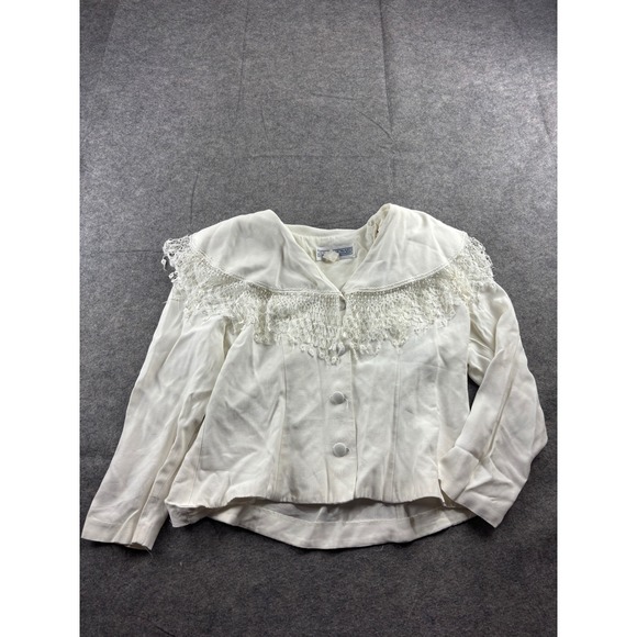 Jessica Howard Jackets & Blazers - VTG Jessica Howard‎ Crochet Lace Fringe Portrait Collar Jacket Women 14 Prep 80s